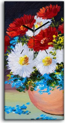 Produktbild von Leinwand Wanduhr Wandkunst Uhr Geräuschlos 30x60 Gemälde Blumen Pflanzen Kunst - schwarze Hände