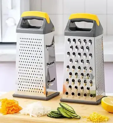 Produktbild von 4-seitige RVS-Blockrasp Multifunktions Küchenreibe mit ergonomischem Griff