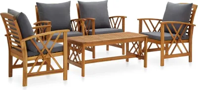 Imagen del producto de Maison Exclusive: Juego de salón de jardín de 5 piezas con cojines, fabricado en madera de acacia maciza