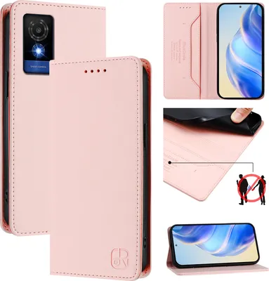 Produktbild von Lederhülle für TCL 501 Hülle Flip Brieftasche Kartenfächern Ständer Schutzhülle Pink