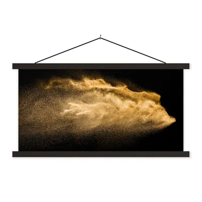 Produktbild von MuchoWow® Textilposter Sand - Gold - Schwarz - Luxus - Kunst 90x45 cm mit schwarzem Rahmen - Klemmleisten
