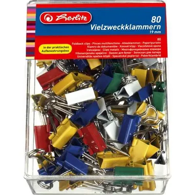 Image de HERLITZ 10411148 Agrafes polyvalentes largeur 19 mm couleurs assorties 80 pièces