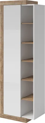 Produktbild von Wohnzimmerschrank Samdal Eiche Nb. SYLT-83, mit Absetzungen in weiß Hochglanz, B/H/T: ca. 67/200/40 cm