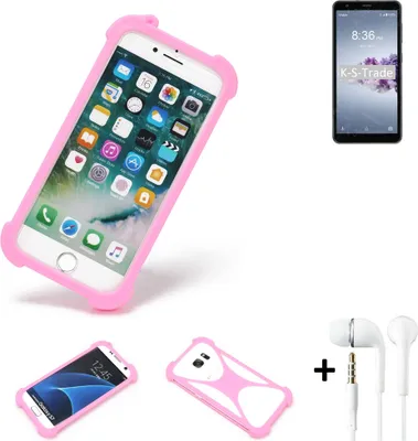 Produktbild von K-S-Trade Bumper + Kopfhörer kompatibel mit ZTE Blade A3 Prime Handy Hülle Schutzhülle Silikon Schutz Hülle Cover Case Silikoncase Silikonbumper