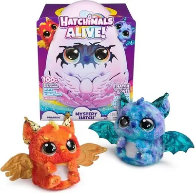 Produktbild von Hatchimals Alive Draggle, Geheimes Schlüpfei, 100+ Geräusche & Reaktionen, 3 Spielmodi, 5+ Jahre, Inklusive Batterien