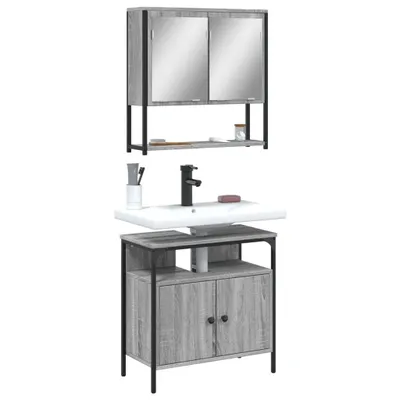 Immagine prodotto di Maison Exclusive - Set di mobili da bagno 2 pezzi grigio Sonoma in materiale ligneo