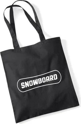 Produktbild von Huuraa Jutebeutel Snowbord Schriftzug 10 Liter Black Baumwolle Tasche Geschenkidee