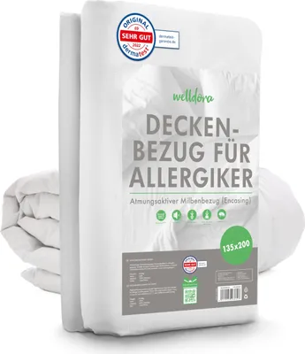 Produktbild von Welldora - Milbenbezug Bettdecke 135x200 - Allergiker Deckenbezug fachärztlich getestet - Encasing gegen Milben & Bettwanzen - Allergiker Bettwäsche