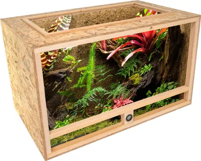 Produktbild von ITA Holz Terrarium 100х60х60 cm mit Offenem Dach & Integriertem Hygrometer - Holzterrarium aus OSB-3 Platten - Terrarien für Reptilien, Schlangen, Amphibien - EU Produkt,