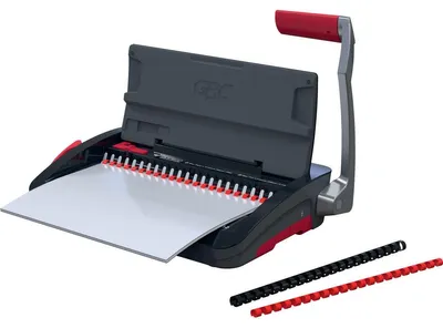 Produktbild von GBC CombBind CB12, Kamm-Bindegerät, Manuell, 165 Blätter, Schwarz, Rot