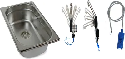 Obrázok produktu pre Nerezový drez 265x160x100 mm kempingový drez + vodovodné čerpadlo T4 T5