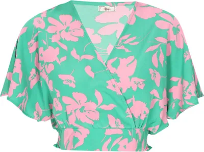 Image de Top Aleida pour femmes - turquoise multicolore, S
