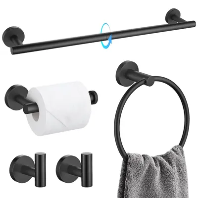 Productafbeelding van Matte Zwarte Badkamer Hardware Set 5 Stuks Rvs