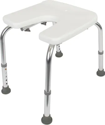 Zdjęcie produktu dla Alberts 140823 Taboret prysznicowy, w kształcie litery U, z regulacją wysokości, plastikowy, biały, 400 x 380 mm
