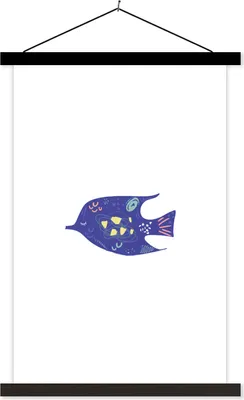 Produktbild von MuchoWow® Textilposter Fisch - Pastell - Lila 60x90 cm mit schwarzem Rahmen - Poster Wohnzimmer