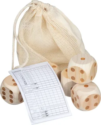 Produktbild von XXL Würfelset / mit 5 Riesen Holz-Würfel 5x5x5cm und Spielblock im Stoffbeutel
