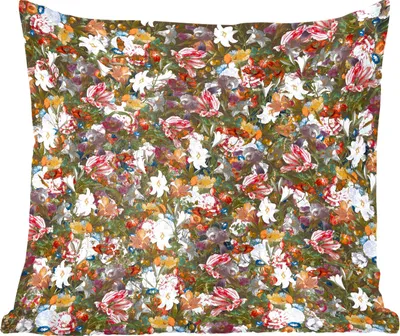Produktbild von MuchoWow® Zierkissen Sofakissen Wohnzimmer Dekokissen 50x50 cm Blumen - Schmetterling - Design - Kunst - Abstrakt - Malerei - Alte Meister - Komfort - Sofakissen