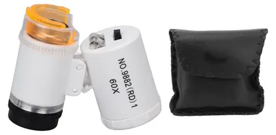 Produktbild von 60-fache Mini-Vergrößerung Lupe Tragbarer Schmuck-Bargelddetektor LED-Licht TaschenmikroskopWeiß