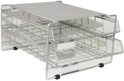 Produktbild von Briefablage-Gestell 2 Körbe Längsformat B4 silbergrau