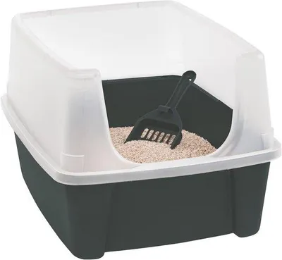 Image de Bac à litière avec rebord, pelle et gris - gris