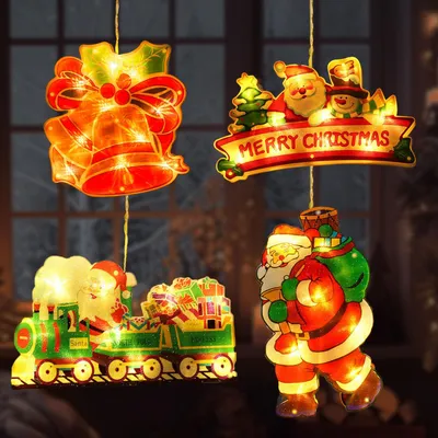 LED Weihnachtslichter, 4 Stück, bunt, Saugnapf, doppelseitig