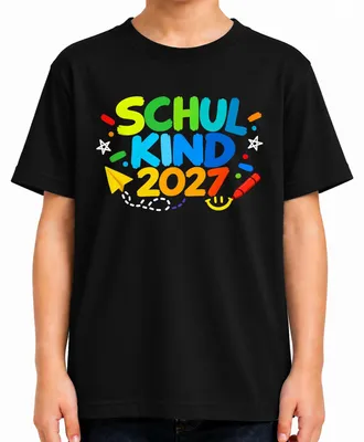 Produktbild von Schulkind 2027 Schulanfang Erste Klasse Geschenk Einschulung Kinder T-Shirt, Schwarz, 116