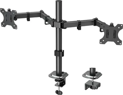 Produktbild von Monitor Halterung für 2 Monitore 13-32 Zoll VESA 75/100, Neigbar 180° Schwenkbar 180°, Höhenverstellbar