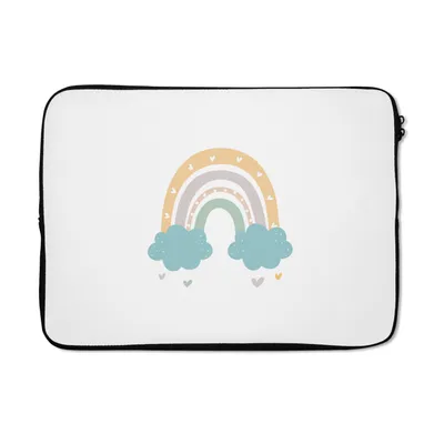 Produktbild von MuchoWow® Laptop Hülle 13 Zoll Regenbogen - Herzen - Wolken - Punkte - Pastell - Kinder Laptoptasche - Laptophülle - Sleeve - Rundumschutz