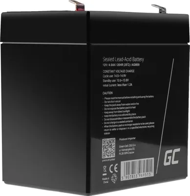 Obrázok produktu pre Green Cell AGM, 4 Ah, 12 V, Auto, Bezúdržbové, Čierna, 70 mm