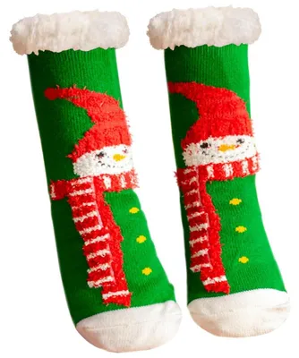 Produktbild von Weihnachtssocken Damen Herren Kuschelsocken Grün mit Antirutsch-Sohle
