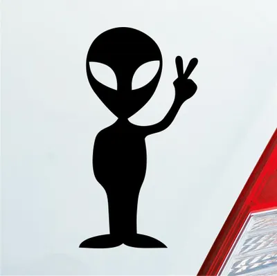 Produktbild von Auto Aufkleber Alien Außerirdischer All Comic Motorrad 12x7 cm Schwarz Glanz Sticker Heckscheibenaufkleber