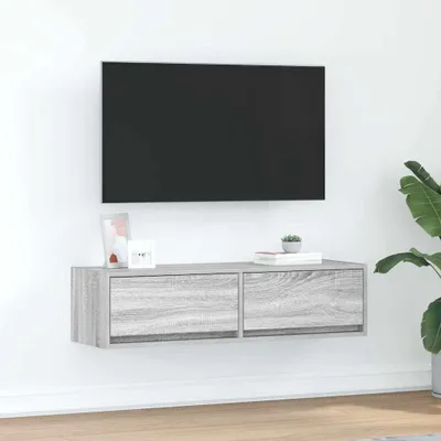 Image de Maison Exclusive - Meuble TV, dimensions 100 x 31 x 25,5 cm, en panneaux de particules imitation bois Sonoma gris