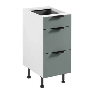Produktbild von küchenunterschrank 40 cm mit Schubladen ohne Arbeitsplatte, Sorento D40S3 Weiß/Grün