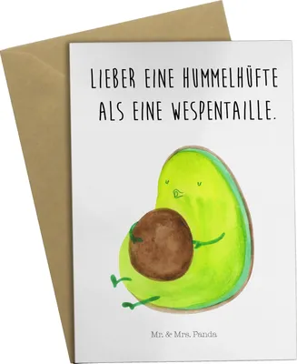 Produktbild von Mr. & Mrs. Panda Grußkarte Avocado Pfeifen - Weiß - Geschenk, Schwanger, hochzeitskarten, weihnachtskarten, Ernährung, einladungskarten, genesungskarte, Abnehmen