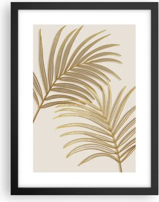 Produktbild von Gerahmtes Poster - Schwarzer Rahmen - Golden Blätter Palmen - 30x40 cm - Wand Bild - Wanddeko - Wandbilder - Kunstposter - Wandposter - Bilderrahmen - Bilder - Kunstdruck - P2BPA30x40-4738