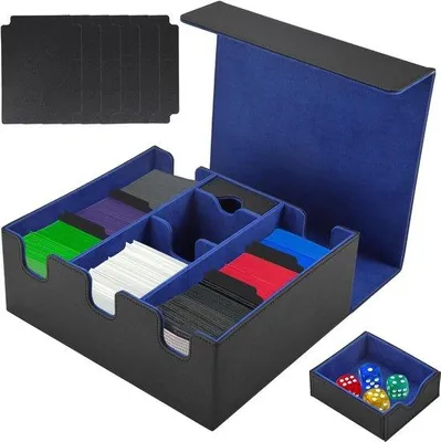 Produktbild von Famanu Aufbewahrungsbox für Trading Cards - Magnetische Deckbox für über 1200 Karten - Kunstleder Flip-Box mit Trennfächern - Kompatibel mit MTG TCG