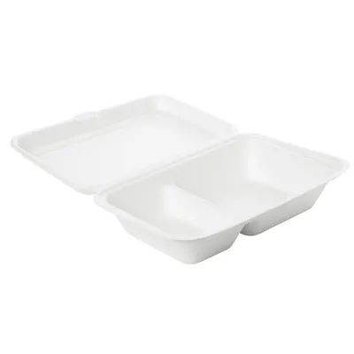 Produktbild von Duni Bagasse Menüboxen 2geteilt weiß 770 ml. 24 x 16.3 x 6.5 cm 50 Stück