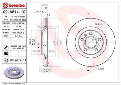 Immagine prodotto di Disco freno BREMBO 09.A814.11