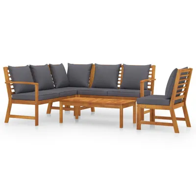 Immagine prodotto di set da giardino 5 pezzi con cuscini in legno massiccio di acacia