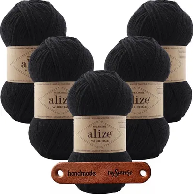 Produktbild von 5 x ALIZE WOOLTIME 60 Black mit Label