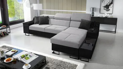 Produktbild von Das komfortable Ecksofa Aria I Maxi mit Schlaffunktion und praktischer Bettzeugablage - Ihr idealer Platz zum Entspannen!