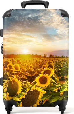 Produktbild von NoBoringSuitcases.com - Koffer Sunflowers - Großer Reisekoffer mit 4 Rädern XL - Rolltrolley 72 Liter - Rollkoffer groß - Geräumige Reisetasche 20kg - Koffer für Erwachsene - Gepäckkoffer mittel - Gepäckkoffer - Hartschalenkoffer leichtKoffer Mittelgroß 67x43x25 cm, 72L,