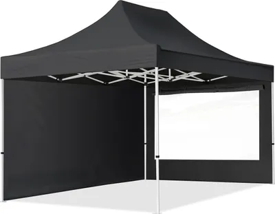 Zdjęcie produktu dla 3x4,5 m Namiot Ekspresowy, ECONOMY Stal 30mm, ze ścianami bocznymi, okna panoramiczne, czarny