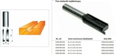 Produktbild von Condor frez do drewna prosty prosty fi=8 x 19mm trzpień 8mm bez łożyska
