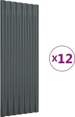 Image de vidaXL Panneaux de toit 12 pcs Acier revêtu par poudre Anthracite 100x36cm