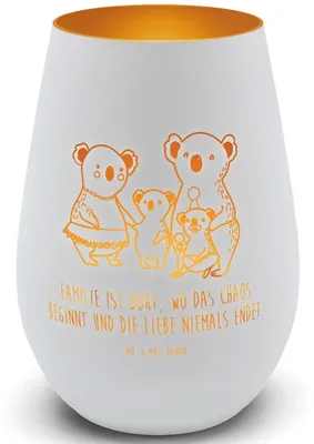 Produktbild von Mr. & Mrs. Panda Windlicht Glas Koala Familie - Weiß - Geschenk, Mama, Teelichthalter, Koalas, Muttertag, Kerzenglas, Kerzenhalter, Laterne, Kinder