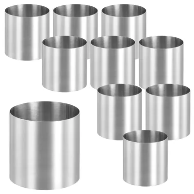 10er Set runde Kuchenringe 5 cm Edelstahl Backringe