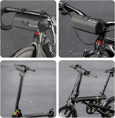 Imagen del producto de Bolsa para bicicleta, para el manillar, impermeable, de 1 litro, con correa para el hombro, ideal para bicicletas de montaña