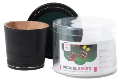 Obrázok produktu pre Pokerový pohár s viečkom z čiernej kože, 9 cm