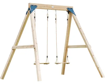 Produktbild von AXI Yuna Doppelschaukel in Braun aus  Holz | Schaukel mit Gestell für 2 Kinder | Kinderschaukel /  Schaukelgerüst für den Garten
